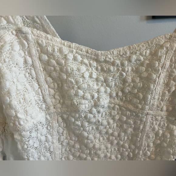 Free People creamy romantic blouse includes puff sleeves and tons of personality - Picture 3 of 6